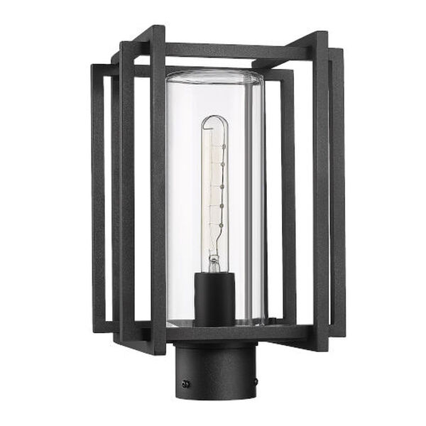 Tribeca Natural Black One-Light Outdoor Post Mount with Clear Glass Shade, image 4